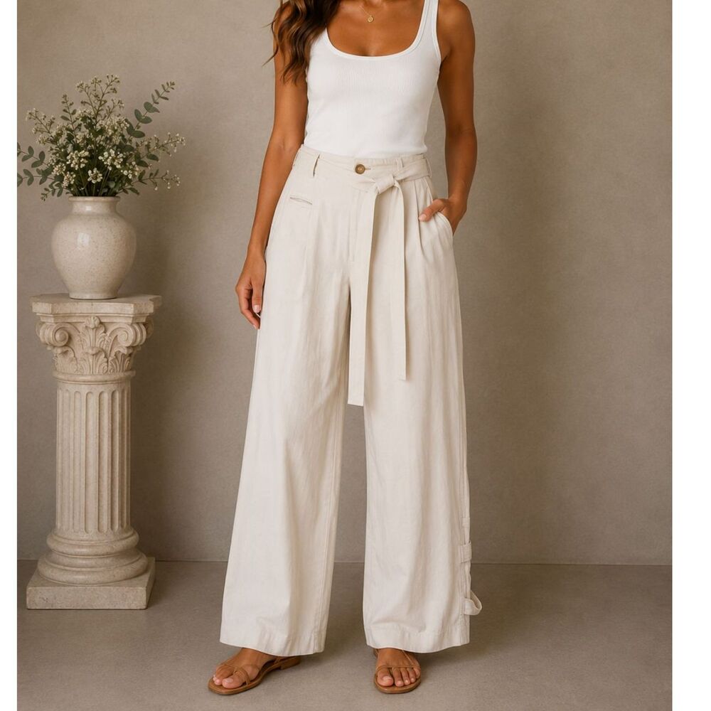 Helmut Lang Cotton Sailor Trouser Wide Leg Pants work Wear Quiet Luxury Size 8